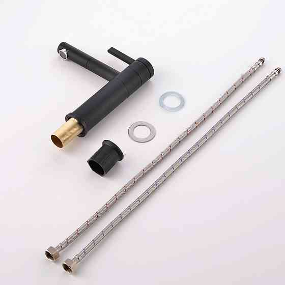 Смеситель для умывальника однорычажный кран горизонтальный монтаж WanFan для ванны Черный-хром Каменец-Подольский