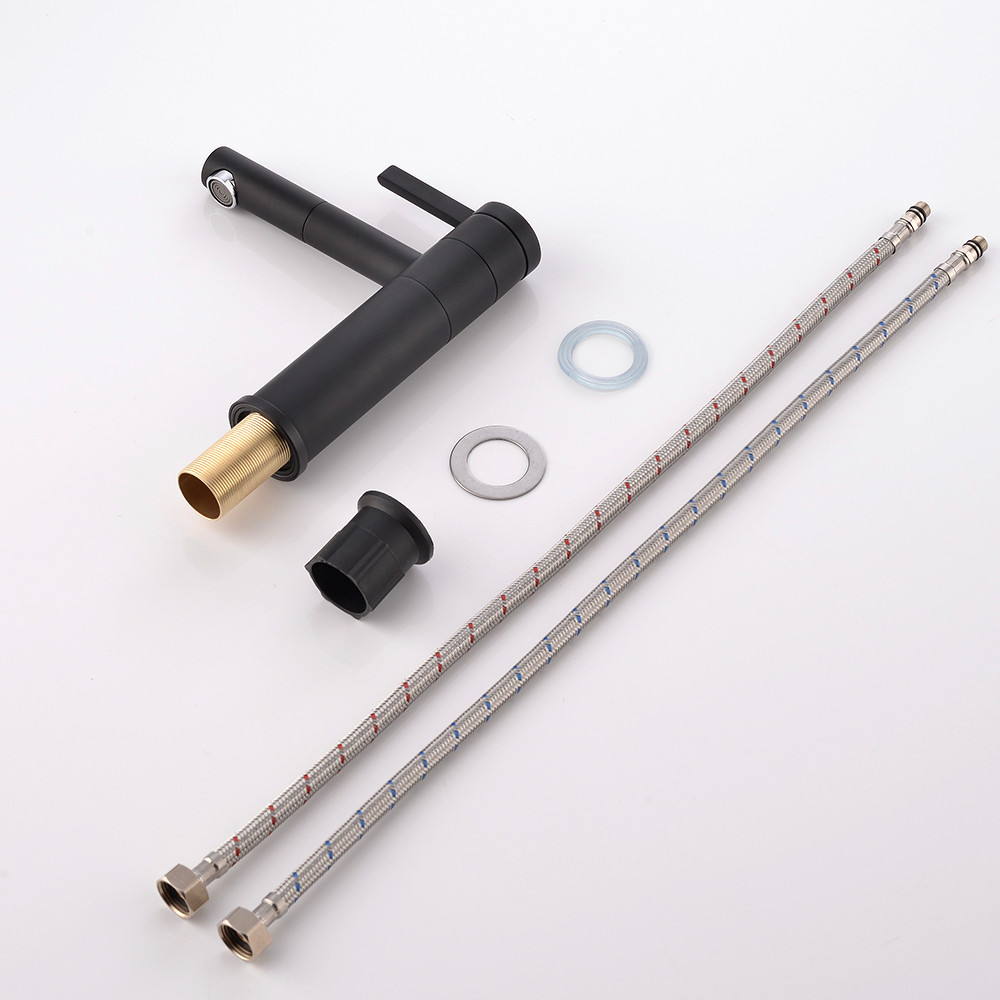 Смеситель для умывальника однорычажный кран горизонтальный монтаж WanFan для ванны Черный-хром Каменец-Подольский - изображение 2