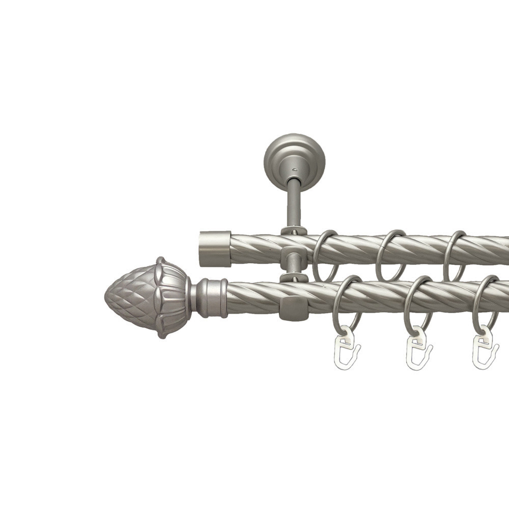 Карниз Orvit Цинара металевий дворядний відкритий скручена труба кільце металеве Сатин 19\19 мм 200 см Львов - изображение 1