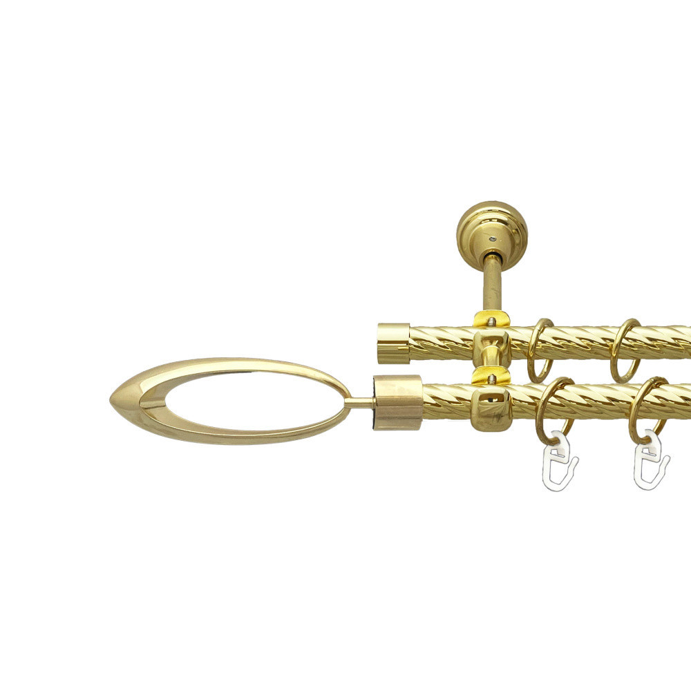 Карниз Orvit Венеція металевий дворядний відкритий скручена труба кільце металеве Золото 16\16 мм 240 см Львов - изображение 1