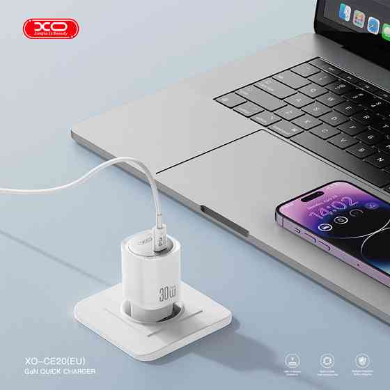 Мережевий зарядний пристрій XO CE20 PD30W/PPS33W 1USB-C + Lightning кабель білий Львів