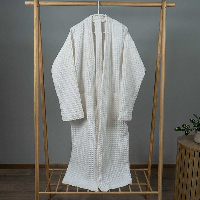 Вафельный халат женский воротник стойка с длинным рукавом YouStar 100% хлопок 380 г/м2 (Белый) S Сумы - изображение 12
