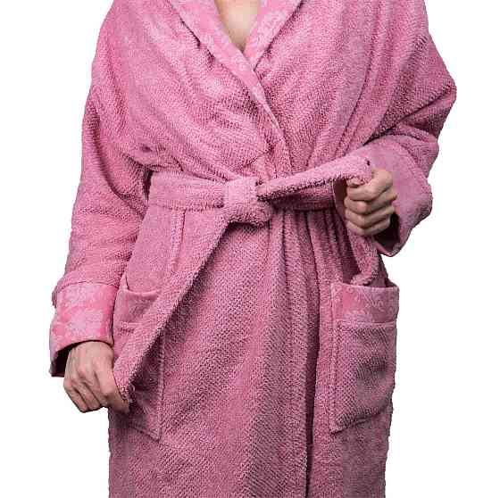 Махровий халат GM Textile 100% бавовна 400 г/м2 (Рожевий) XL-XXL Суми