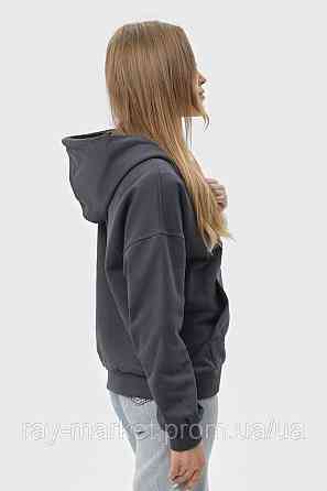 Худі на блискавці жіночече базове RAY PREMIUM LOOSE темно-сіре(U0409W-Dark Grey) Київ