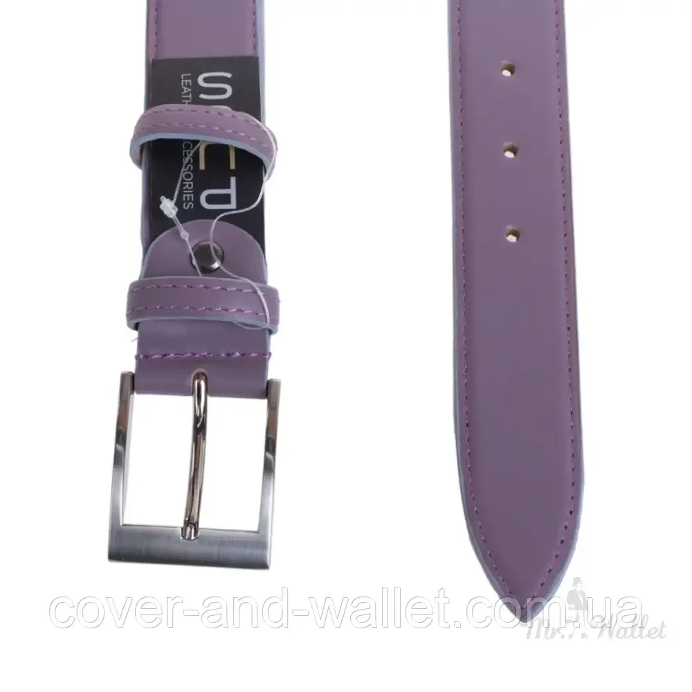 Стильний жіночий ремінь фіолетового кольору з натуральної шкіри 35мм PS Leather Київ - фото 2