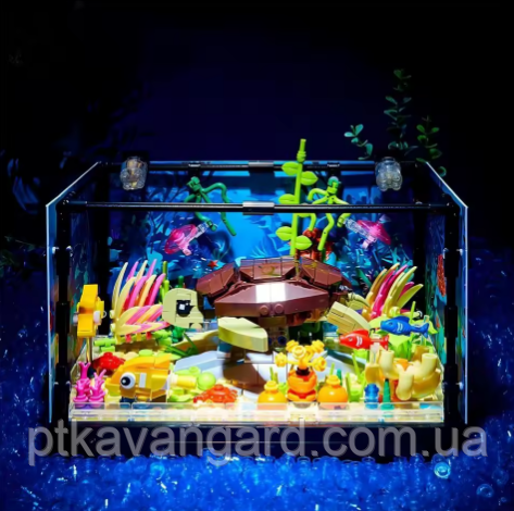 Конструктор акваріум 3D з рибками та черепахою 753 деталей підсвічування 7024 Хмельницький