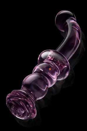 Изогнутый стеклянный розовый фаллоимитатор для точки G Dream Toys Glaze Glass с бутоном Sex Aura Киев