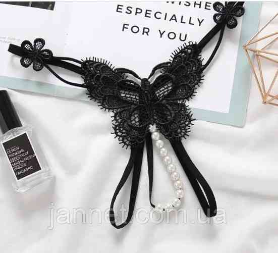 Трусики з вирізом чорні "Метелик" - розмір універсальний (на резинці), 15% нейлон, 85% поліестер Київ