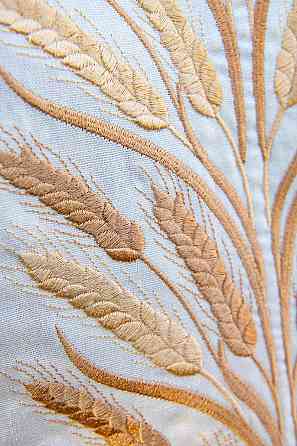 Вышиванка льняная мужская, длинный рукав, молочная, топ Киев