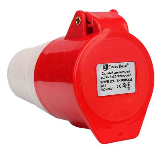 Разъем силовой штепсельный переносной 4x32 3P+PE, 32 A, 380-415 В, IP44 Днепр