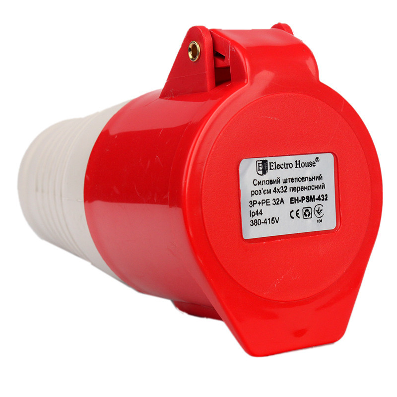 Разъем силовой штепсельный переносной 4x32 3P+PE, 32 A, 380-415 В, IP44 Днепр - изображение 3