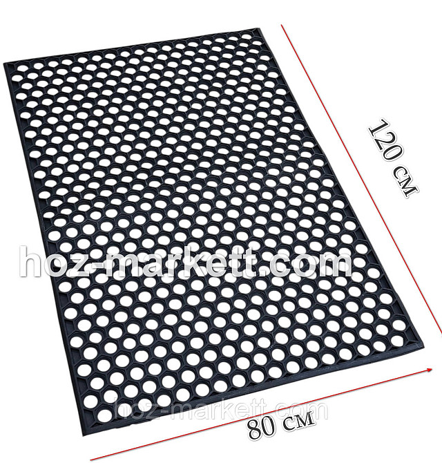 Килимок 120х80х1 см гумовий брудозахисний сота чорний Харків - фото 2