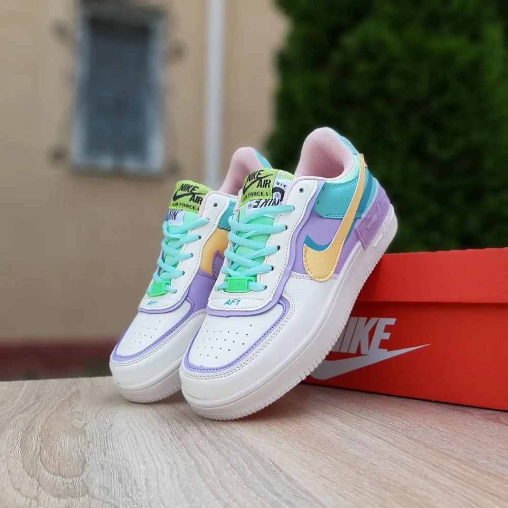 Кроссовки Nike Force Белые Женские Кожаные Форсы Разноцветные Найк Shadow (размеры: 36,37,38,39,40,41) - 2 Днепр - изображение 7