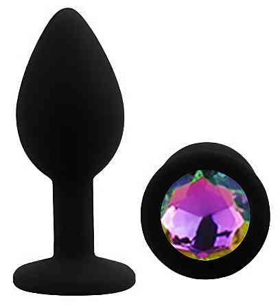 Силіконова анальна пробка EGZO - Silicone Black Round Plug Rainbow, size S Sex Aura Київ