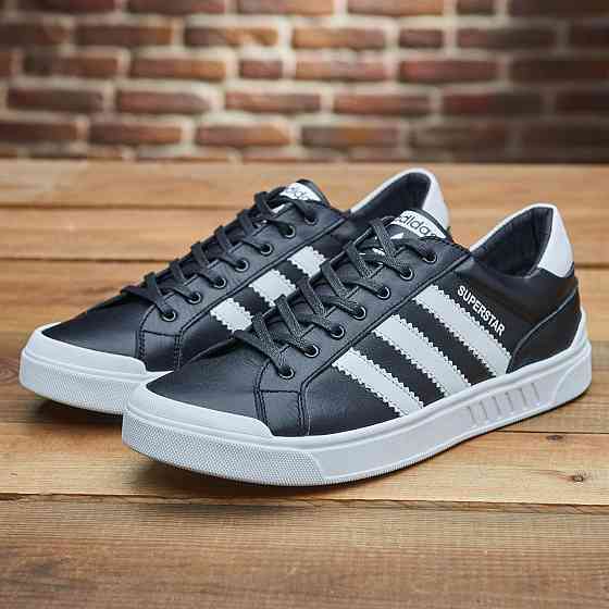 Чоловічі шкіряні кросівки М-144 чер.бел Харьков