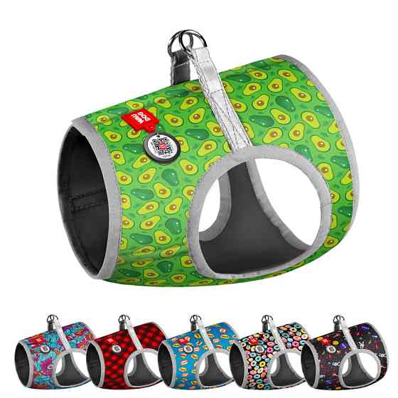 Шлея для собак м'яка WAUDOG Clothes з QR паспортом, малюнок "Авокадо", XS1, В 24-27 см, С 18-20 см Київ