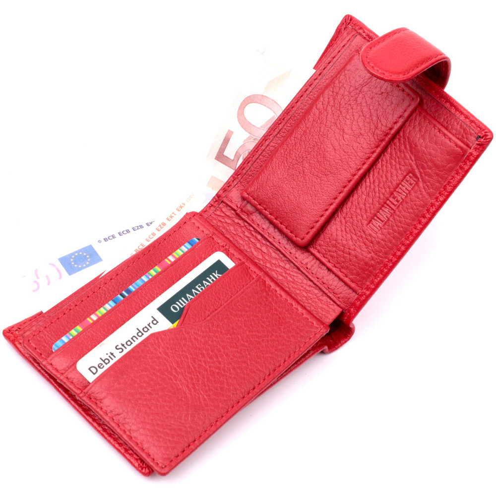 Яркое женское портмоне с блоком для карт из натуральной кожи ST Leather 19471 Красный Киев - изображение 6