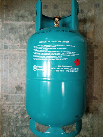 Газовий балон побутовий на 11кг газу (27 л водяного об'єму) на різьбу 21,8 польського виробника GZWM Стрий - фото 1