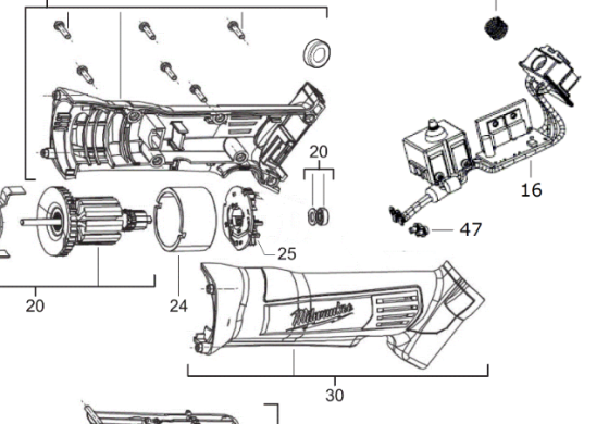 Ремкомплект гайкокрута - корпус/Milwaukee Одесса