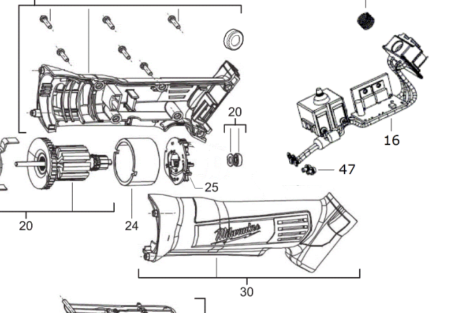 Ремкомплект гайкокрута - корпус/Milwaukee Одесса - изображение 1