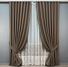 Комплект штор VR-Textil рогожка преміум TERRA LUXE 200х270 2шт і Тюль 600х270 1860ш-1668т Какао з білим 71-115/7
