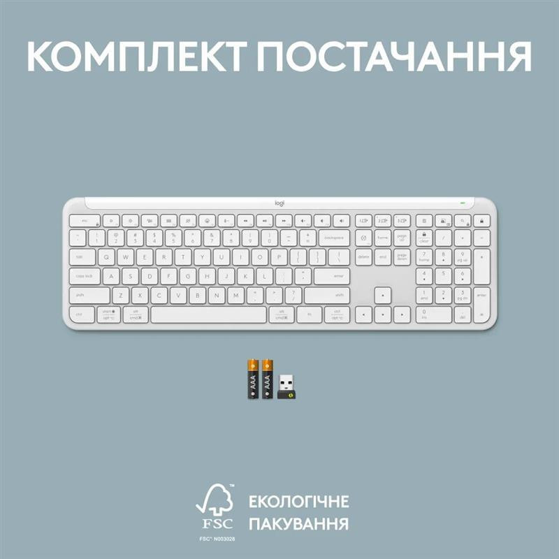 Клавіатура бездротова Logitech Signature Slim K950 US OffWhite USB (920-012466) Білий Харків - фото 13