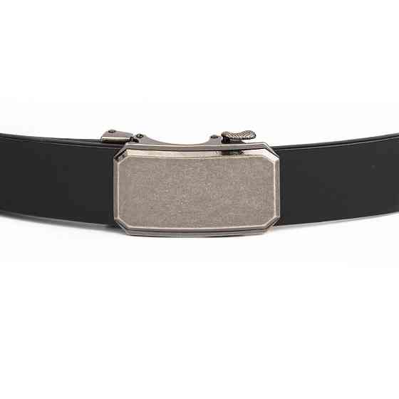 Ремень мужской c угловатой пряжкой Черный (Vintage) Киев