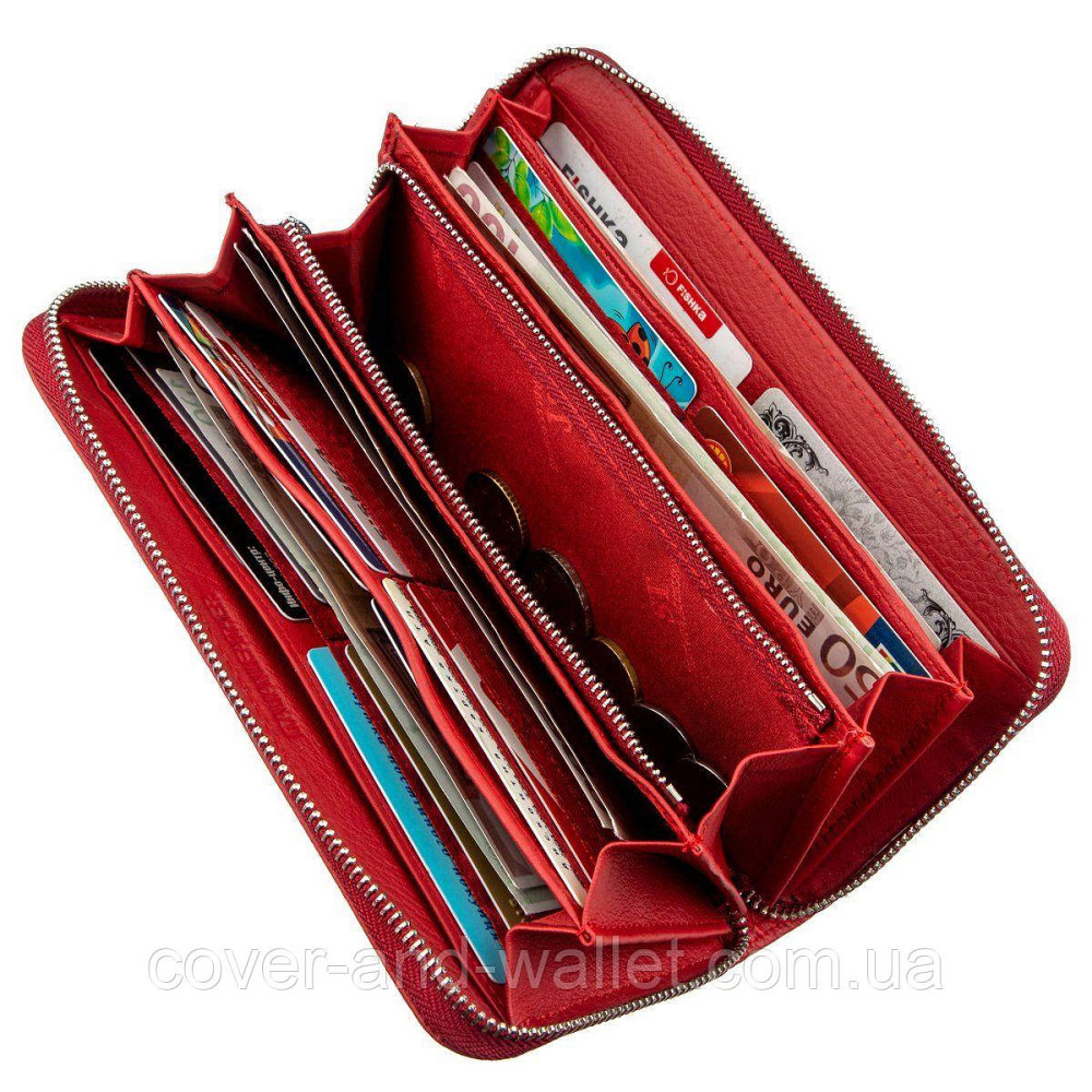 Жіночий червоний гаманець на блискавці на багато карток ST Leather 201 Київ - фото 5