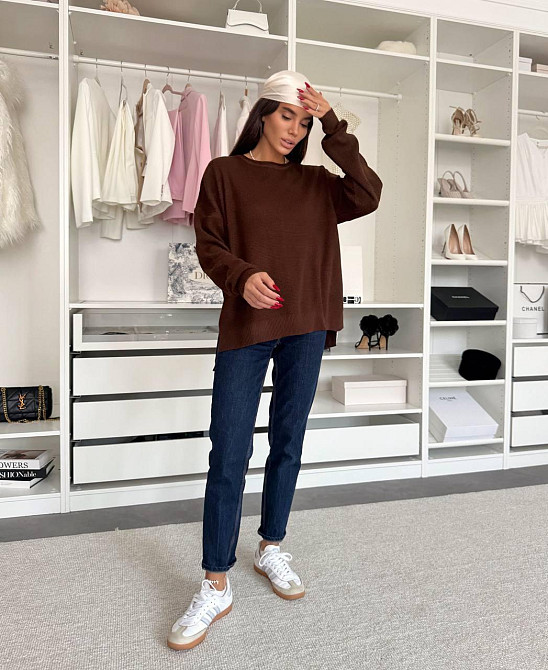 Женский базовый теплый повседневный оверсайз свитер 100% акрил Шоколад Одесса - изображение 6