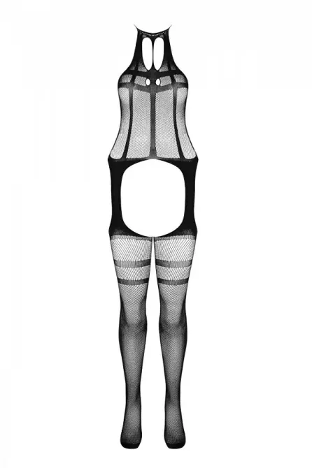 Сітчастий чорний бодістокінг з коротким топом та підв'язками Casmir CA008 Львів - фото 5