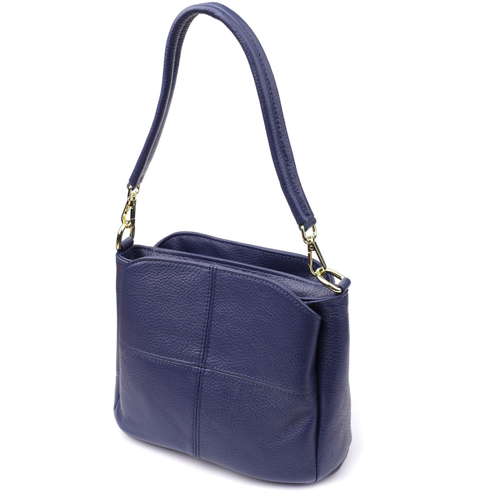 Женская сумка из натуральной кожи с тремя отделениями Vintage 22976 Синий Киев - изображение 1
