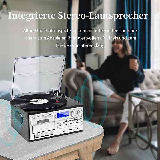 УЦЕНКА! Винтажный проигрыватель пластинок винила JORLAI T408 с пультом Bluetooth/CD/кассета/AM/FM радио/USB/SD/MMC/3.5 мм/Aux-in Днепр