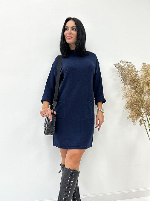 Тепла сукня з двосторонньої ангори "Debra" оптом | Норма Темно-синій, 42-44 Київ - фото 1