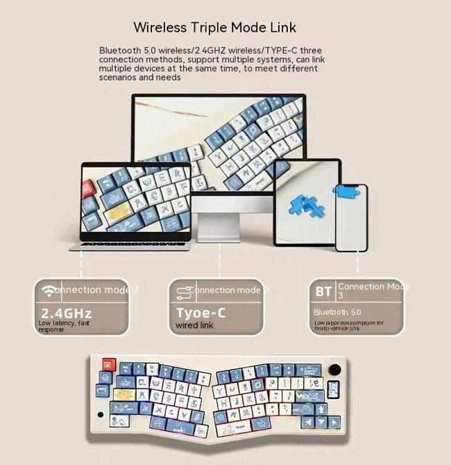 Механическая клавиатура CIDOO ABM066 Alice VIA Tri-mode Киев - изображение 6