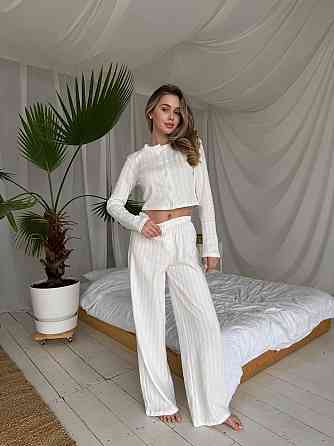 Женская стильная домишня пижама тройка, хлопок 100% Одесса