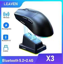 Беспроводная  портативная мышь Leaven X3 с зарядной базой 2.4G+Bluetooth Black Запорожье - изображение 1