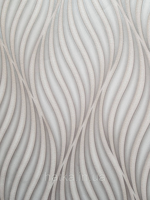 Обои виниловые на флизелине метровые Sintra Edelina абстракция волны листья структурные 3д серые беж серебро Киев - изображение 2