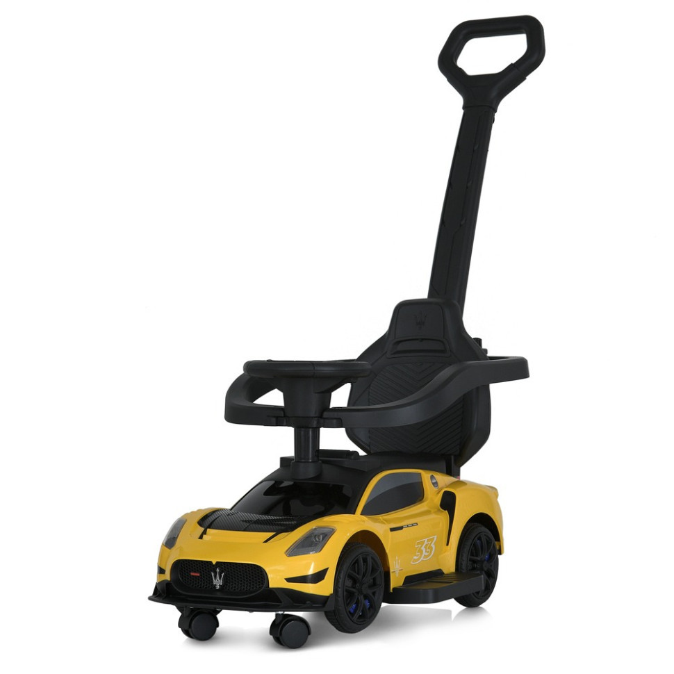 Дитяча каталка-толокар 2 в 1 M 5106-6 жовтий, з батьківською ручкою Вінниця - фото 1
