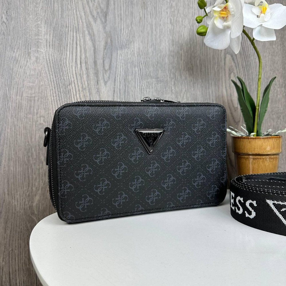Якісна жіноча міні сумочка клатч на ланцюжку стиль Guess чорна сумка на плече ( 20823 ) Харків - фото 4
