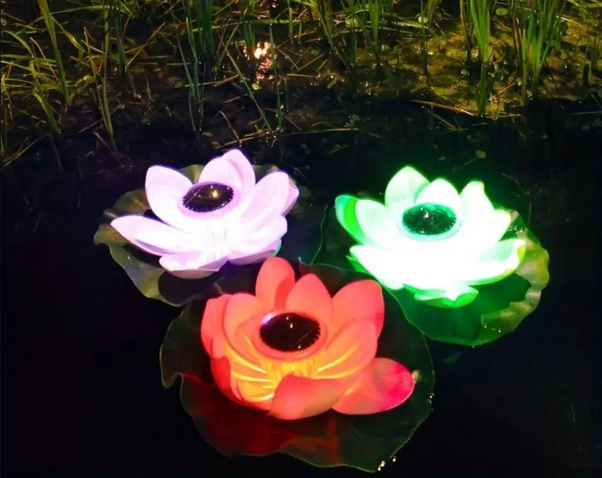 Плавающий светильник в форме цветка с солнечной батареей RGB. Киев - изображение 3
