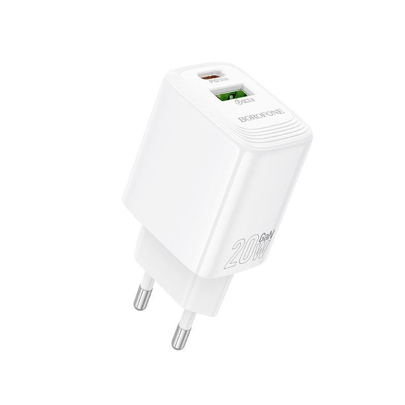 Мережевий зарядний пристрій BOROFONE BN27 Fuente PD20W+QC3.0 charger (EU) White Одеса - фото 1