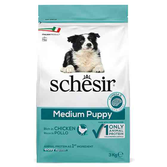 Schesir Dog Medium Puppy ШЕЗІР ЦУЦЕНЯ СЕРЕДНІХ КУРКА сухий монопротеїновий корм для цуценят середніх порід Київ