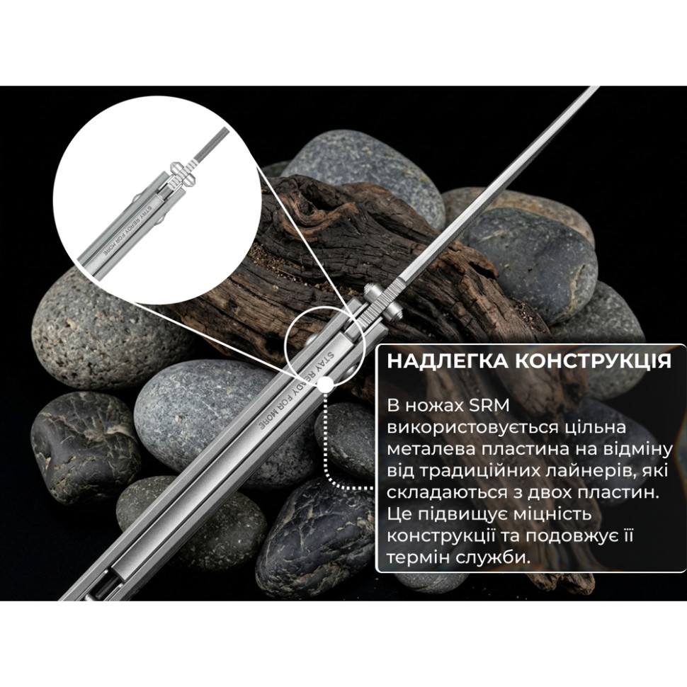 Ніж складаний туристичний SRM Terrier 258L-GK2 (9.3 см) 140Cr / G10 сірий Київ - фото 12