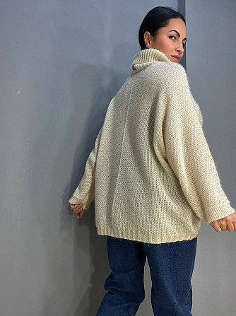 Светр жіночий MY FASHION 3267 павутинка оверсайз широкий  комір хомут подовжений, бежевий, 44-48 Одеса - фото 9