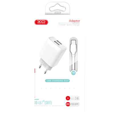 Зарядное устройство XO 2xUSB 2.4A + cable USB to Micro 5P white (L57-M-WH) Винница