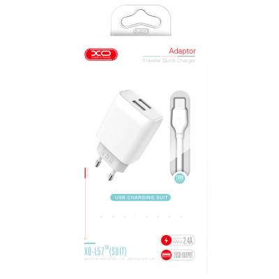 Зарядное устройство XO 2xUSB 2.4A + cable USB to Micro 5P white (L57-M-WH) Винница - изображение 3