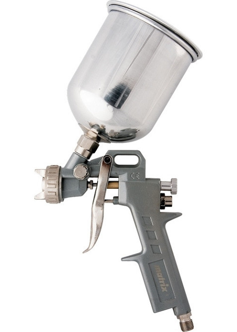 Краскораспылитель (краскопульт)пневмат. с верхним бачком V= 0,6 л + сопла 1.2, 1.5 и 1.8 мм MATRIX Полтава - изображение 1