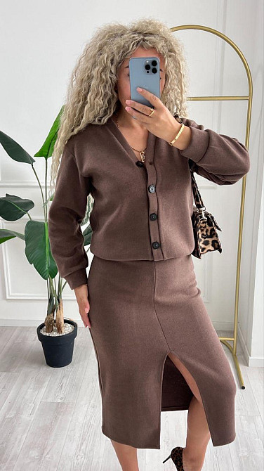 Женский невероятный костюм кардиган+юбка ангора вязка на трикотаже Шоколад, 52/54 Одесса - изображение 1