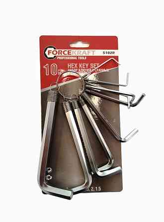 Набір ключів Г-подібних 6-гранних, 10пр. (1.5, 2, 2.5, 3-8, 10мм), у блістері Одеса