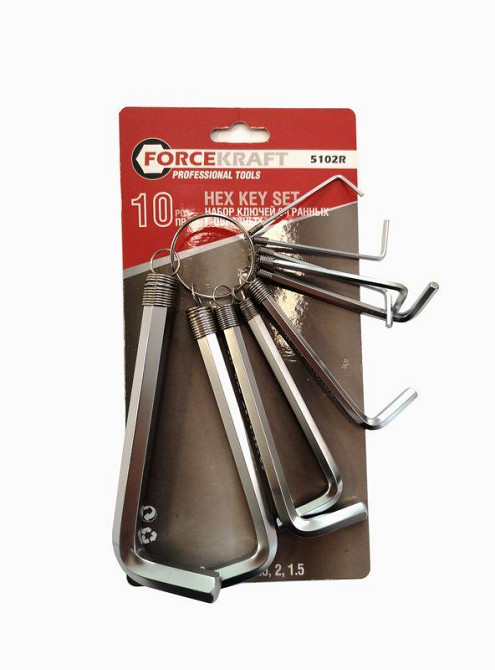 Набір ключів Г-подібних 6-гранних, 10пр. (1.5, 2, 2.5, 3-8, 10мм), у блістері Одеса - фото 1